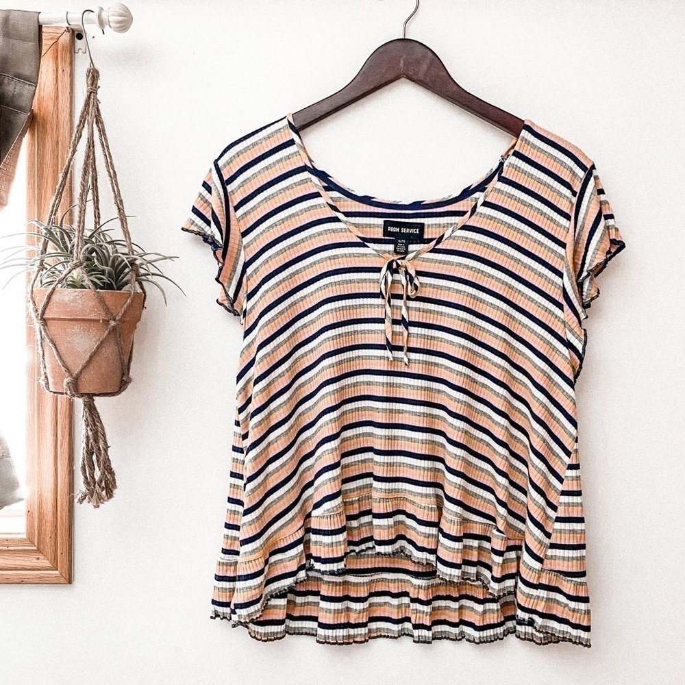 Room Service Ruffle Short Sleeve Pajama Top
